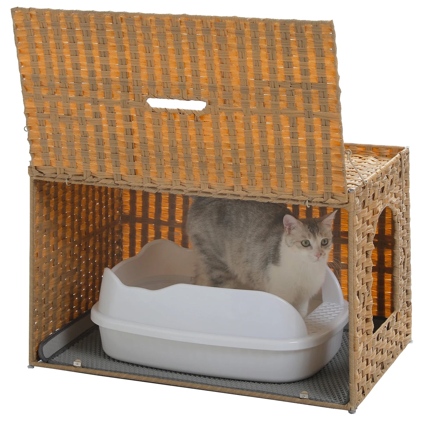 PAWZ Road Rattan Cat Litter Box Enclosure Cabinet Furniture