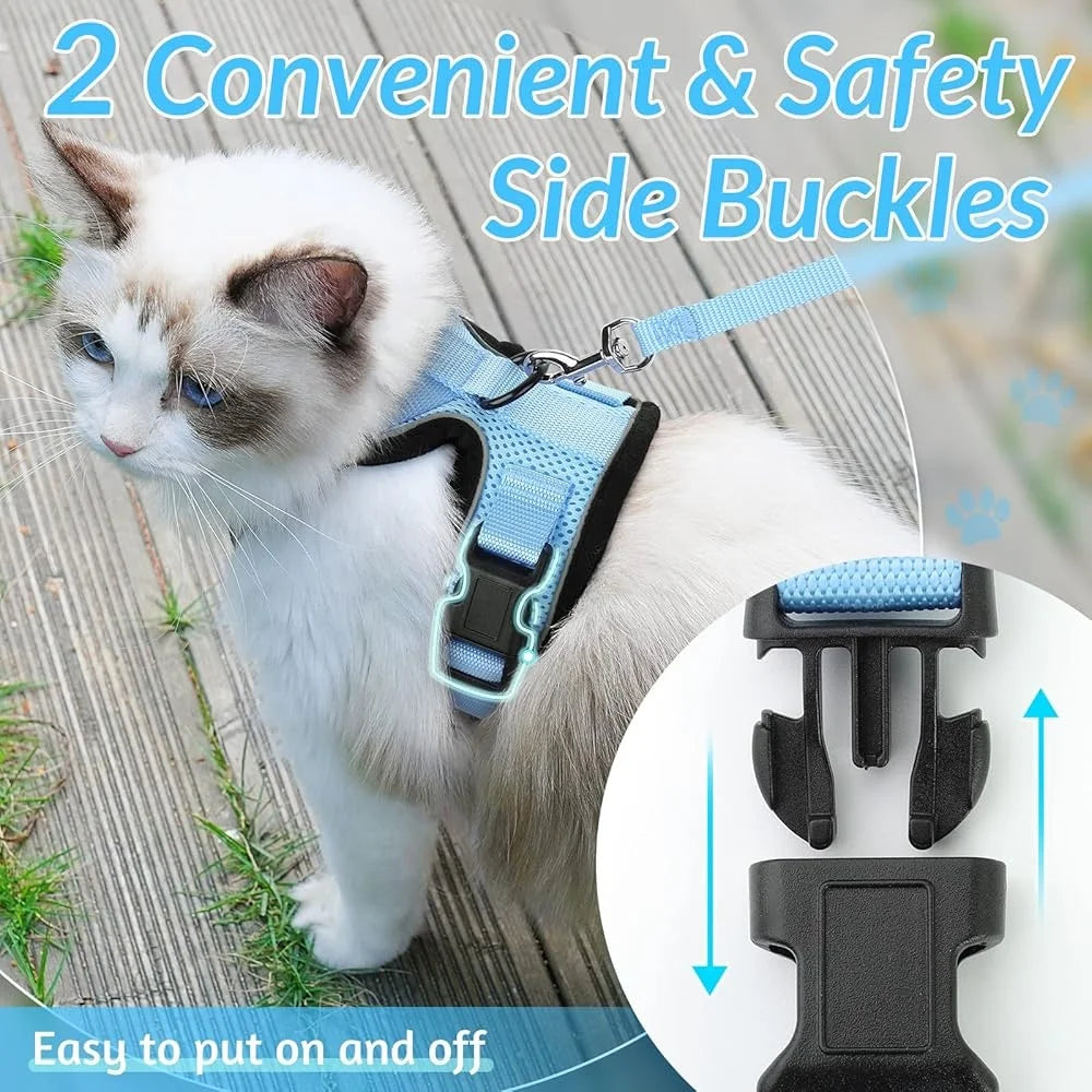 Escape Proof Cat Harness Leash With Adjustable Soft Vest
