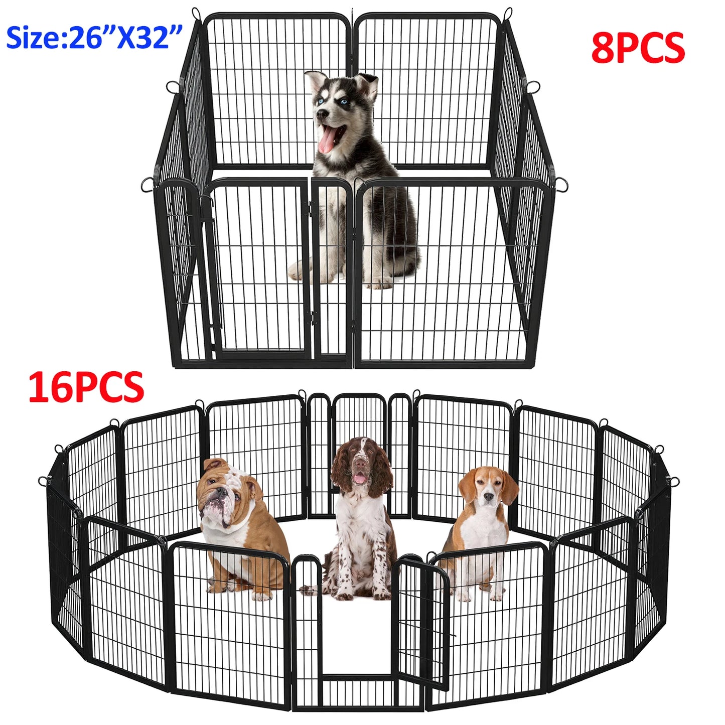 HeavyDuty Weatherresistant Foldable Dog Playpen With Door For IndoorOutdoor Exercise