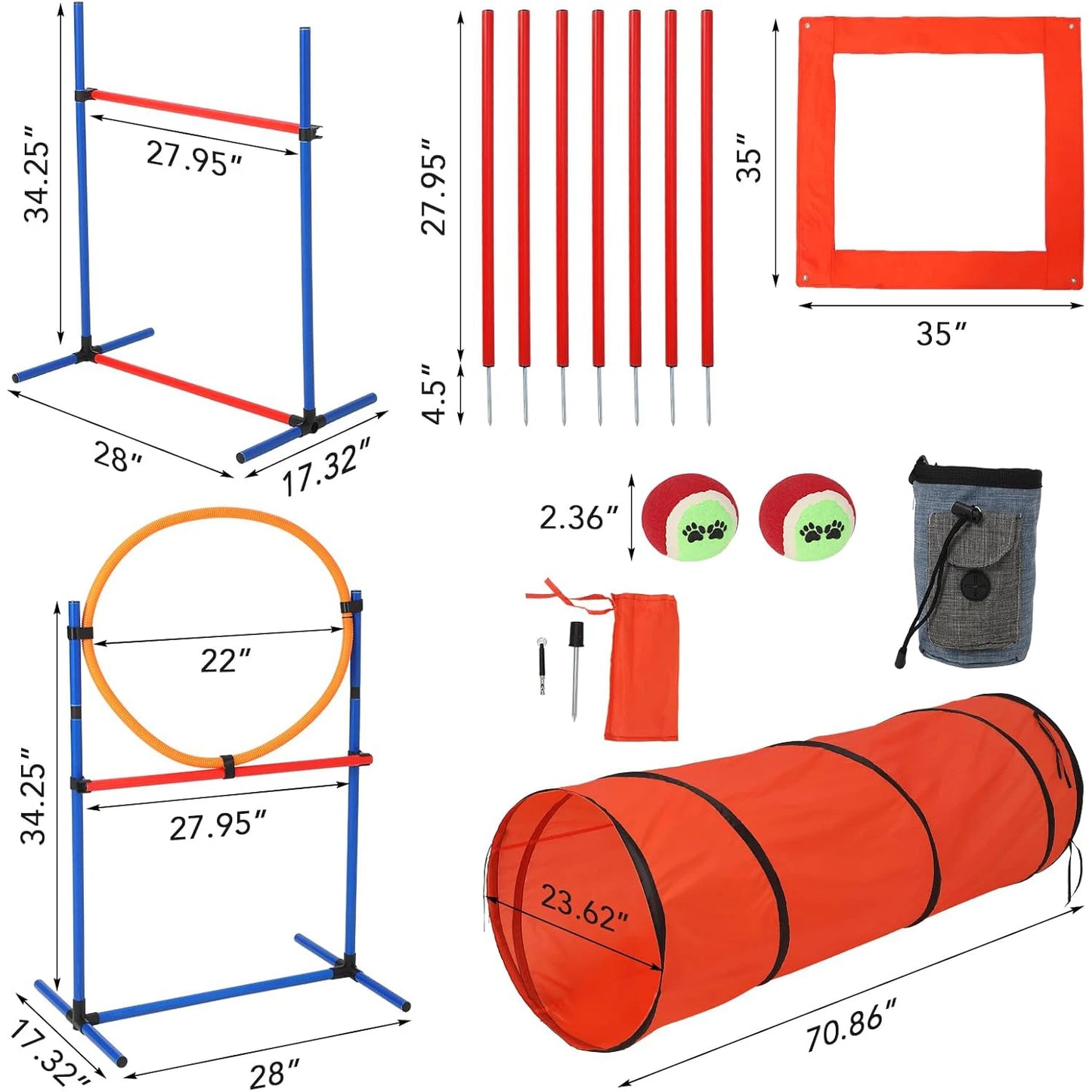 HiMISSH 87 Piece Dog Agility Training Equipment Set Outdoor