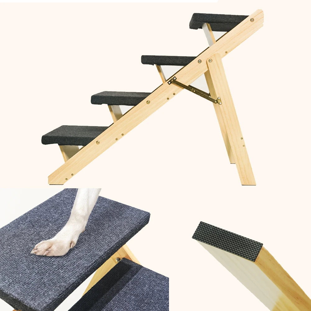 Alloet Four Layer Pet Ramp Folding Wooden Dog Cat Ramp