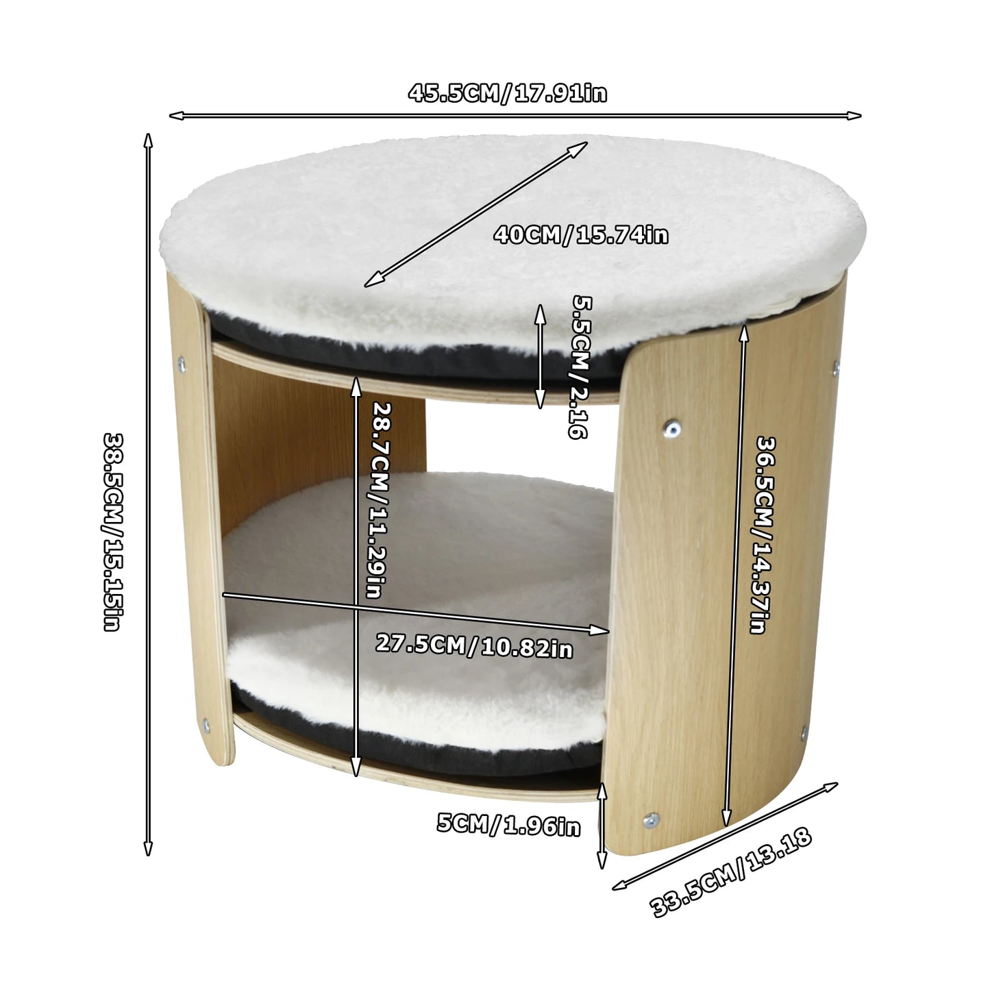 BINGOPAW Elevated Cat Bed Two Tier Bamboo Cat Tree Stand