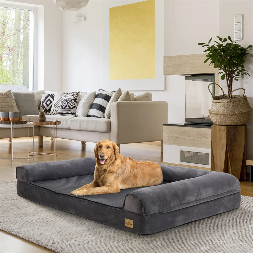 BORWARTCN Calming Therapeutic Orthopedic Memory Foam DogBed UltraDurableRemovableCover