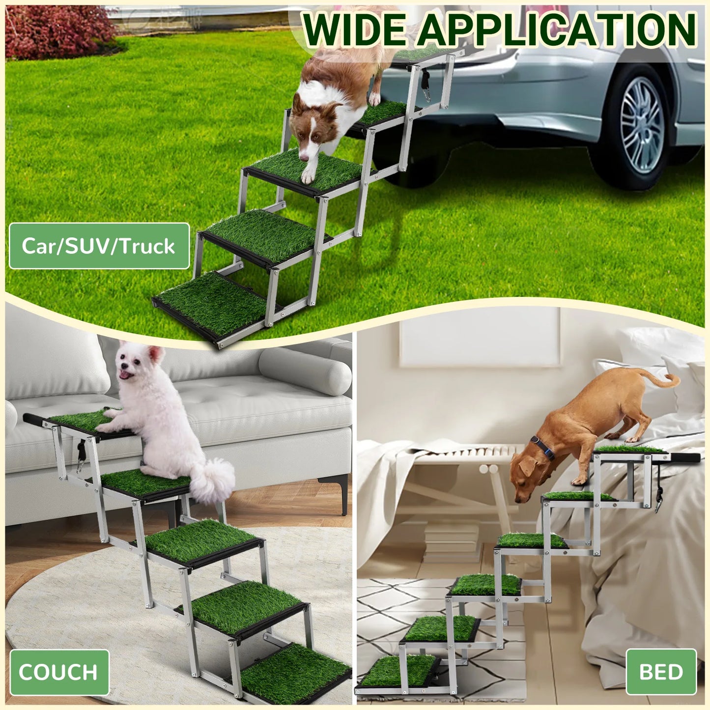 Dog Door Extreme Universal ExtraWide LargeDogsStairs FoldableRamp NonSlipSurface TruckUse HeavyDutySupport