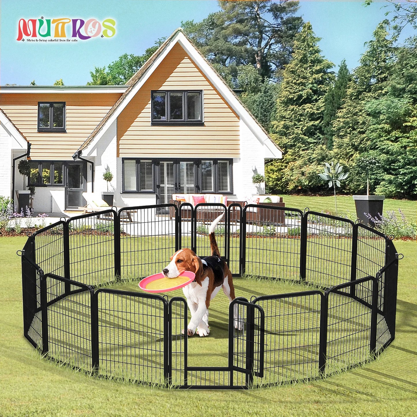 HeavyDuty Weatherresistant Foldable Dog Playpen With Door For IndoorOutdoor Exercise