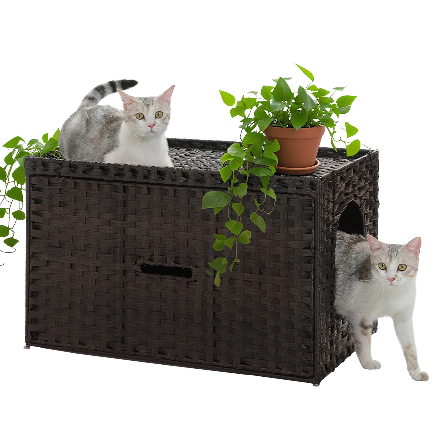 PAWZ Road Rattan Cat Litter Box Enclosure Cabinet Furniture