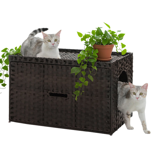 PAWZ Road Rattan Cat Litter Box Enclosure Cabinet Furniture