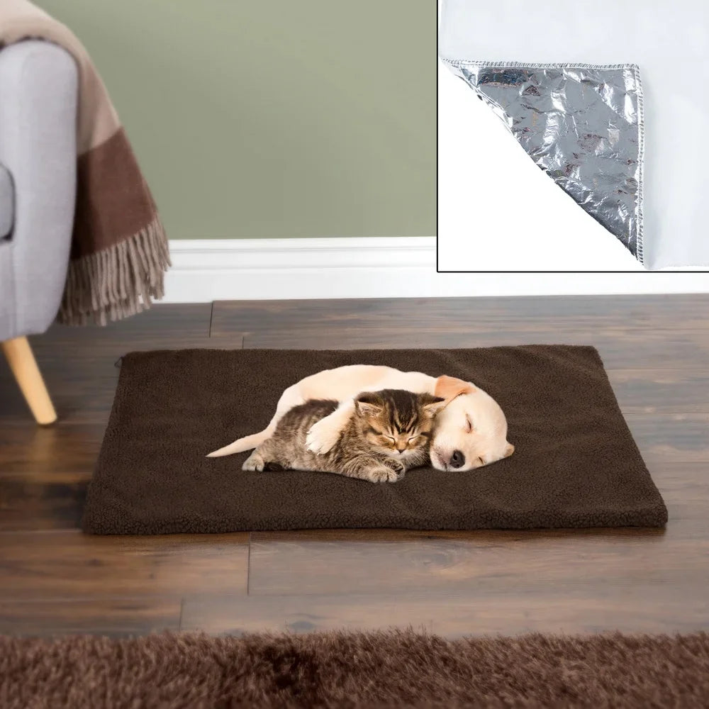 Self Heating Pet Mat With Washable Sherpa Cover Crate Bed