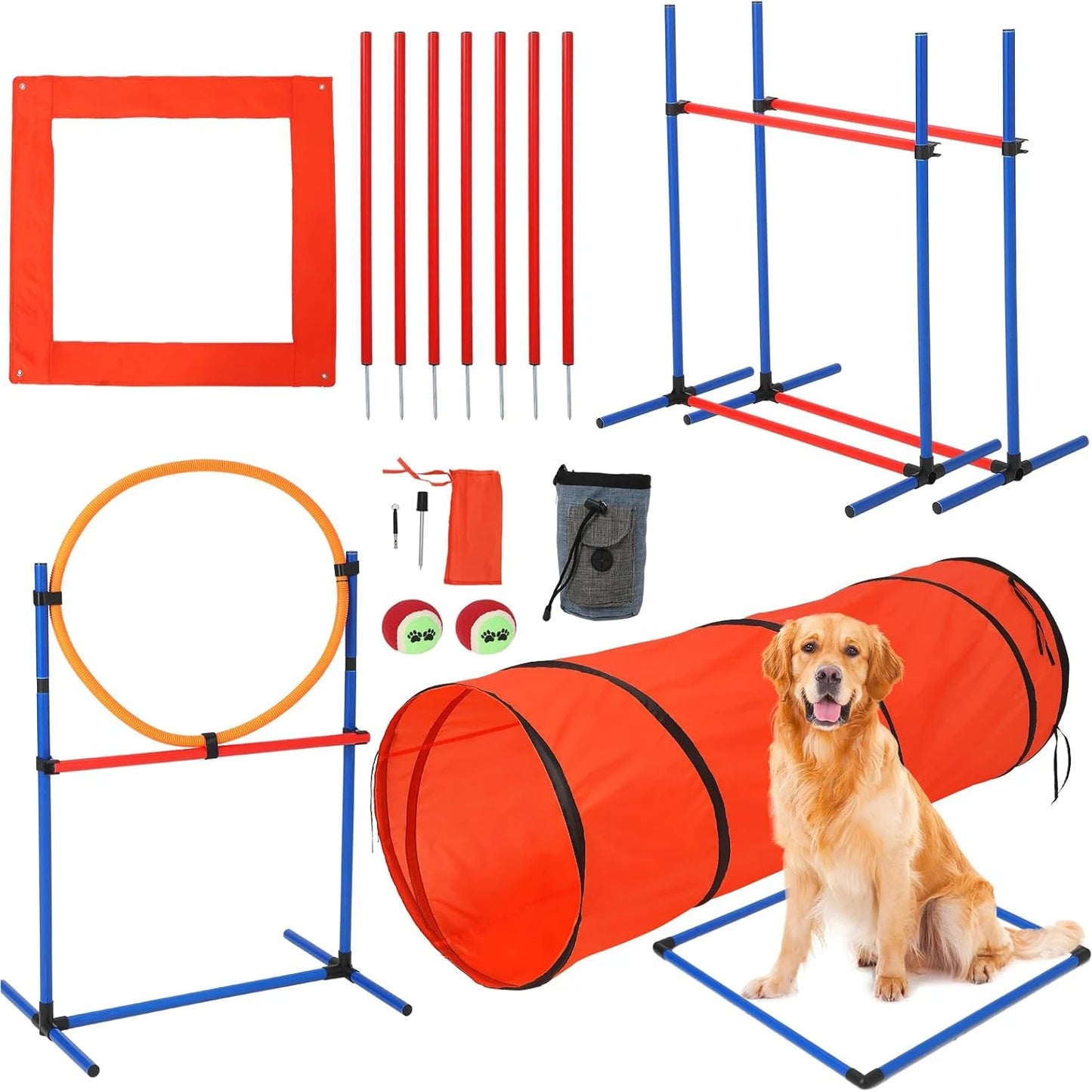 HiMISSH 87 Piece Dog Agility Training Equipment Set Outdoor