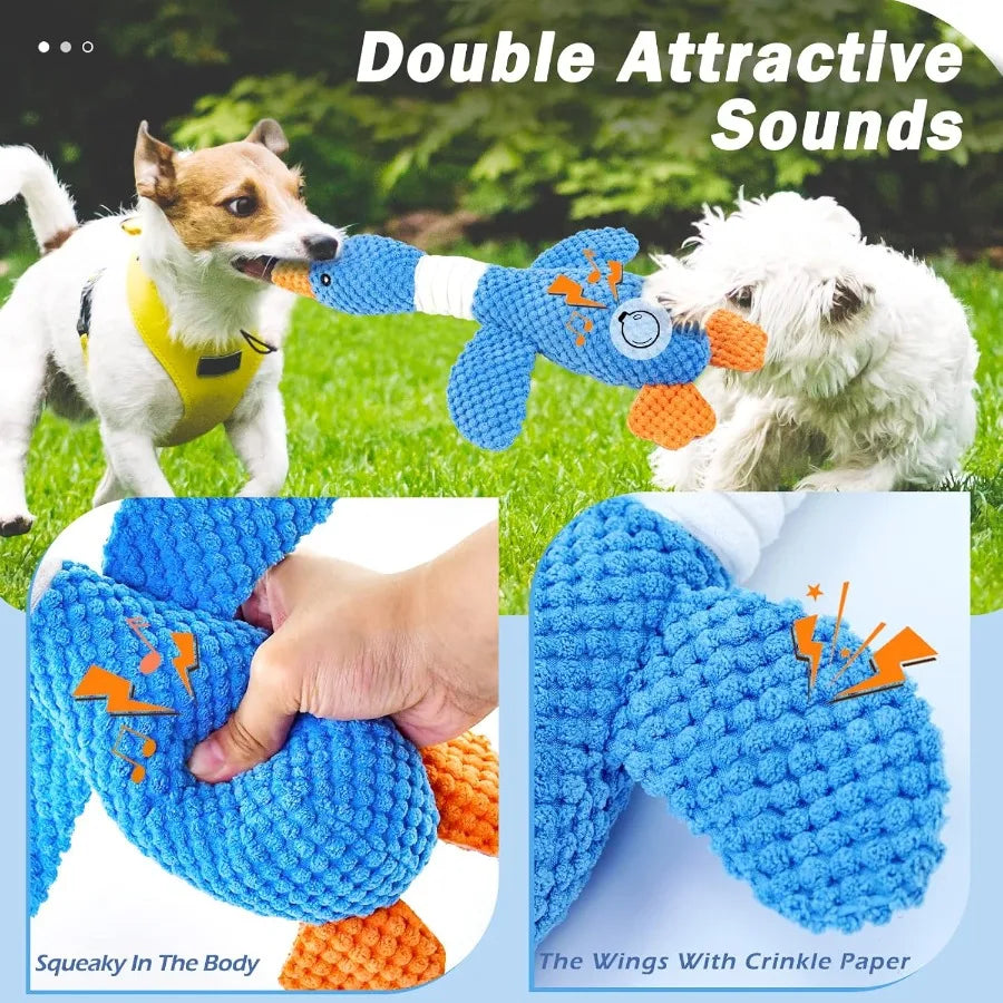 Hign-concerned Goose Indestructible Dog Chew Toy Plush-Enhanced Aggressively-Destructive Chewers