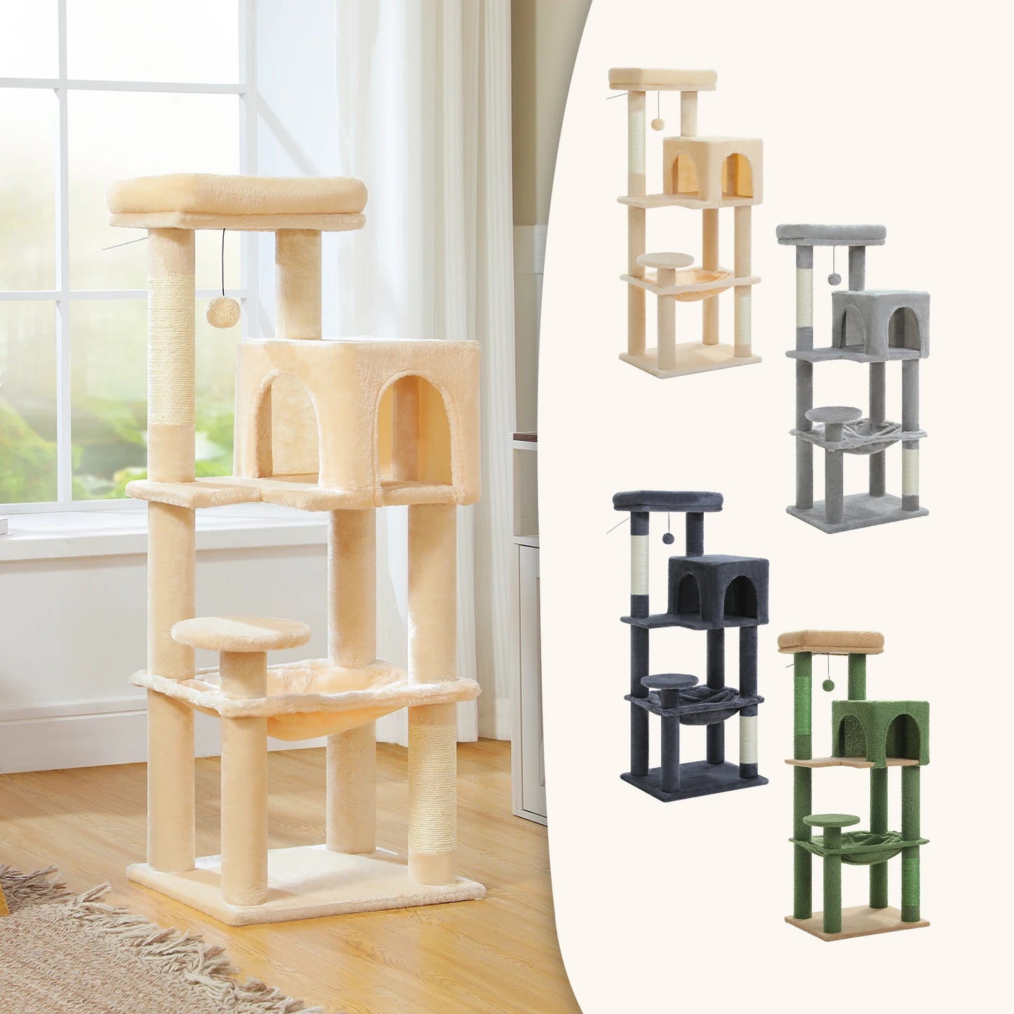 PEQULTICN Five Level Cat Tree With Top Perch And Hammock