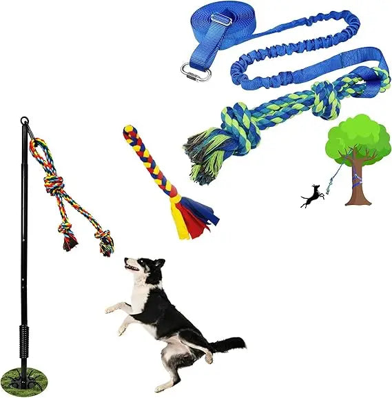 Hign-concerned OutdoorPlay Interactive Dog Tug Toy With Tethered Rope ExerciseRoutine