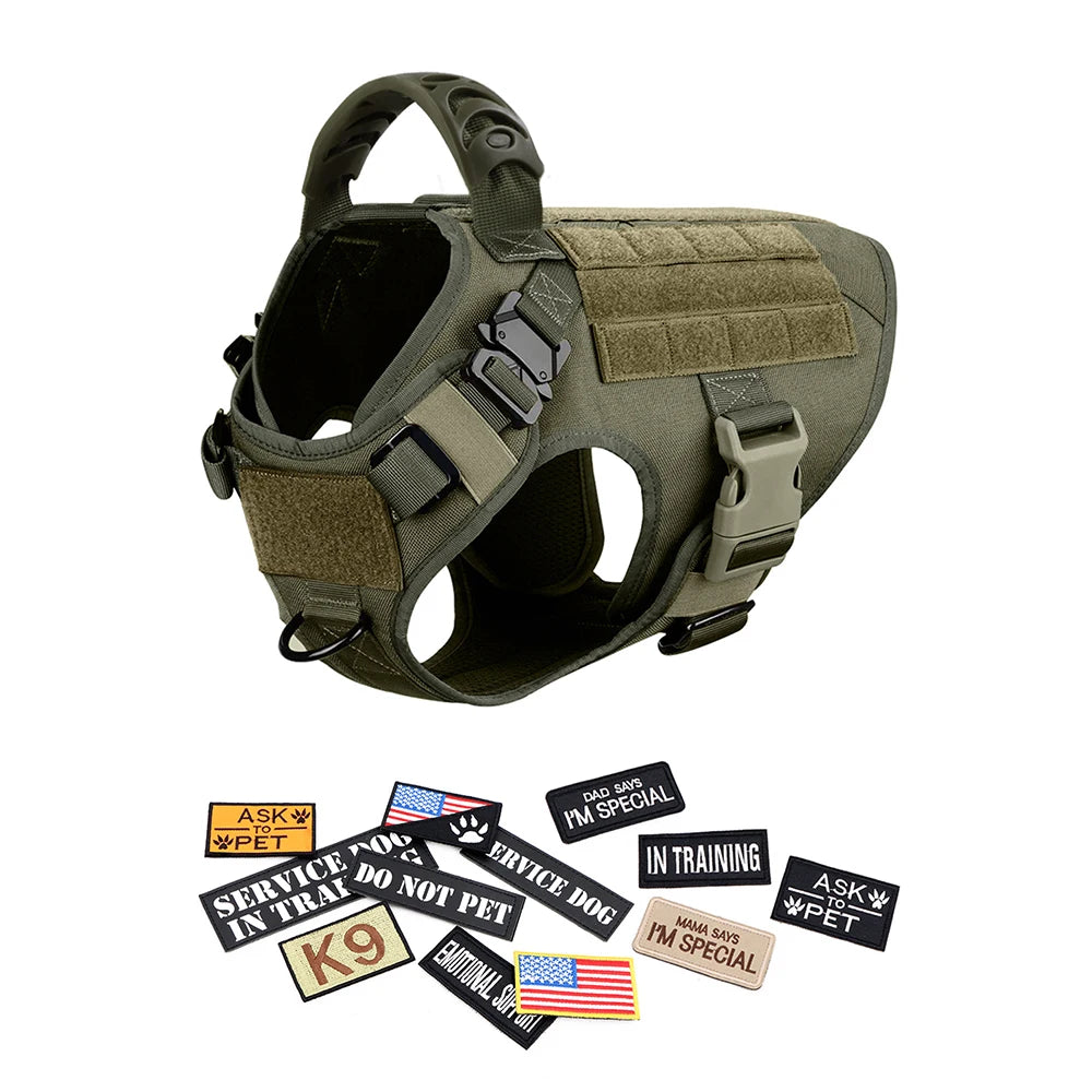 PETRAVELCN Nylon Tactical Dog Harness Vest With Patches