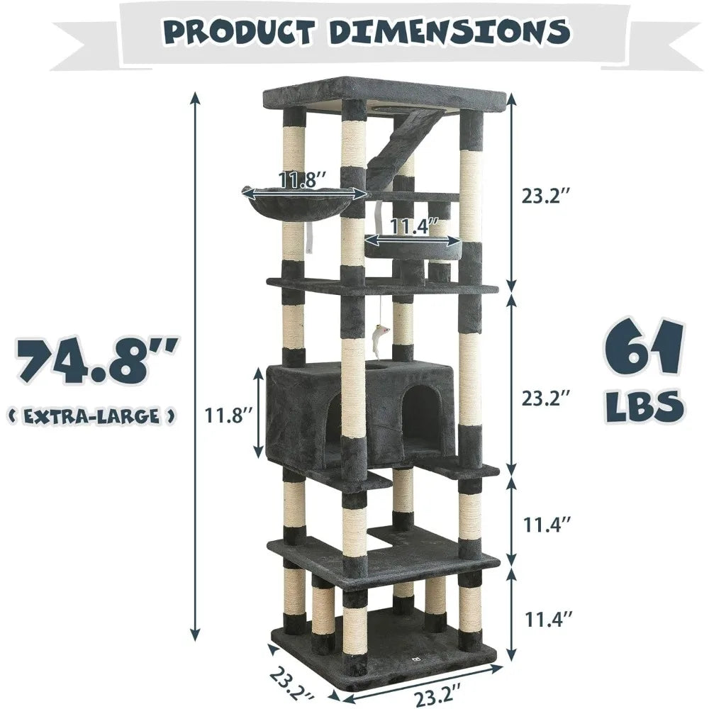 Breed Large Cat Tree With Sisal Scratching Posts And Condo