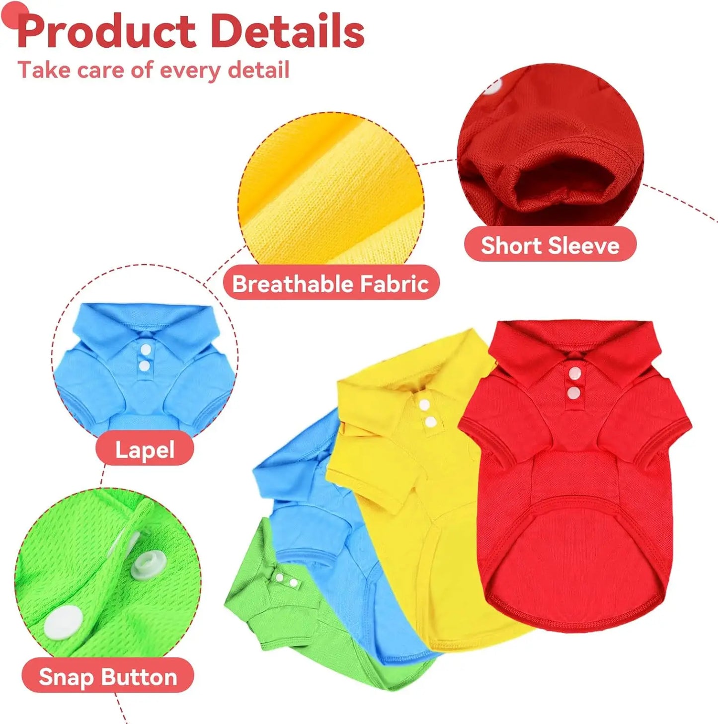 Zhejiang Hign Polo Dog Shirts 4 Pack Breathable Pet Outfits