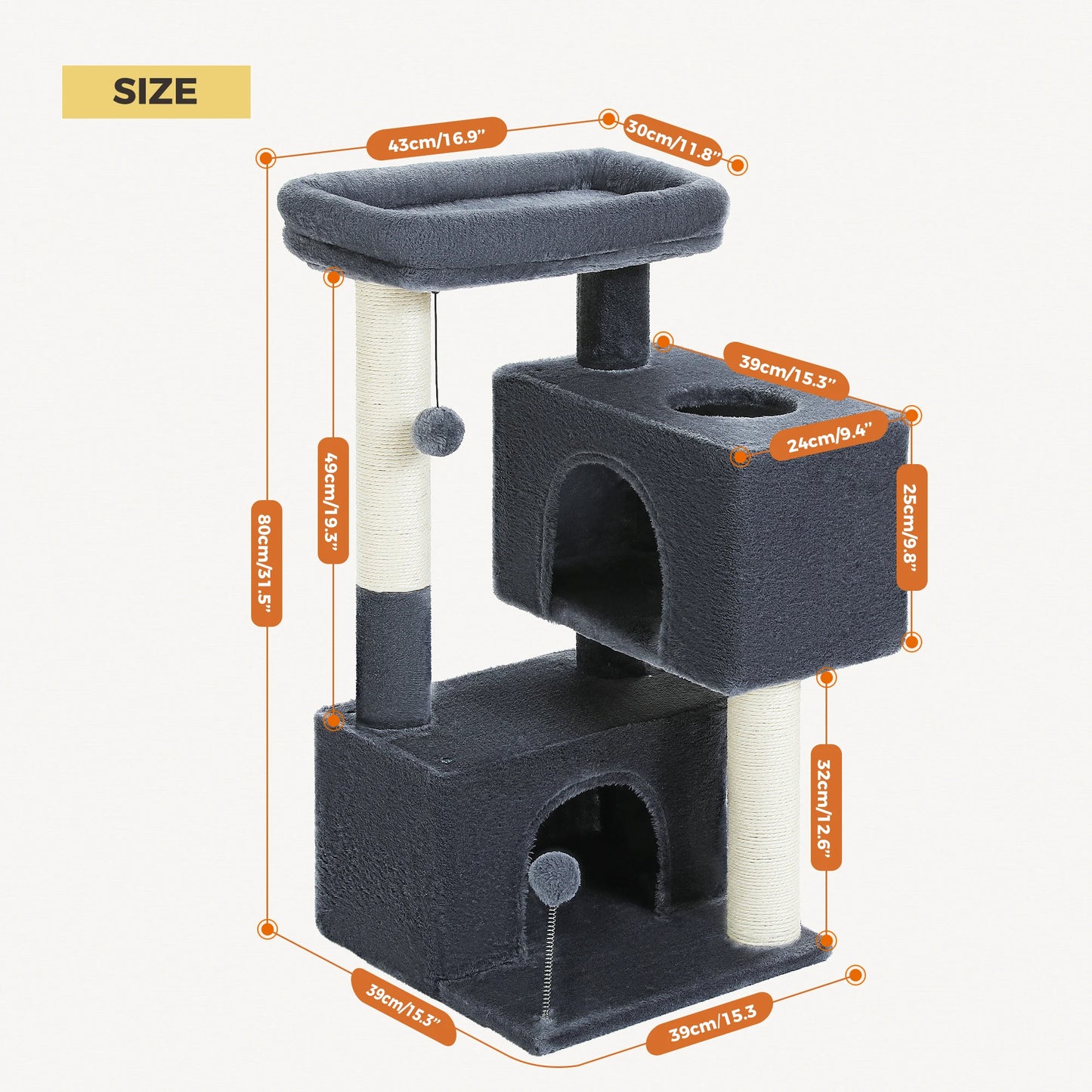 PAWZ Road Multi Level Cat Tree With Spacious Condos