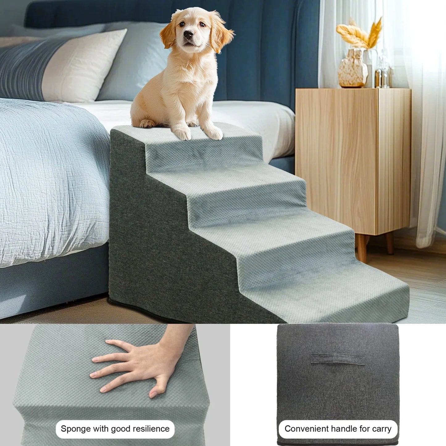 Dog Door Premium UltraDenseFoam PetSteps NonSlip SofaBedRamps DeluxeComfort Solutions