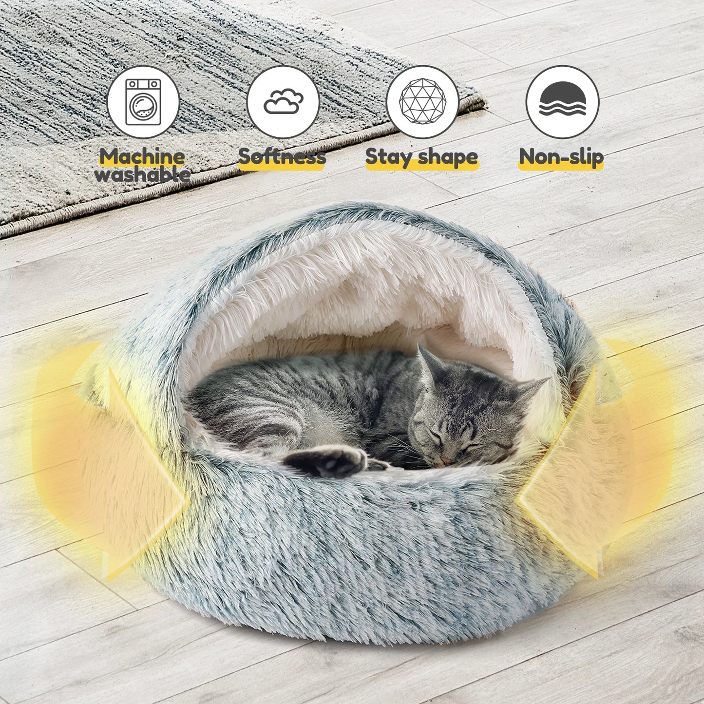 Closure Cat Bed Nest Soft Semi Enclosed Pet House For Rest