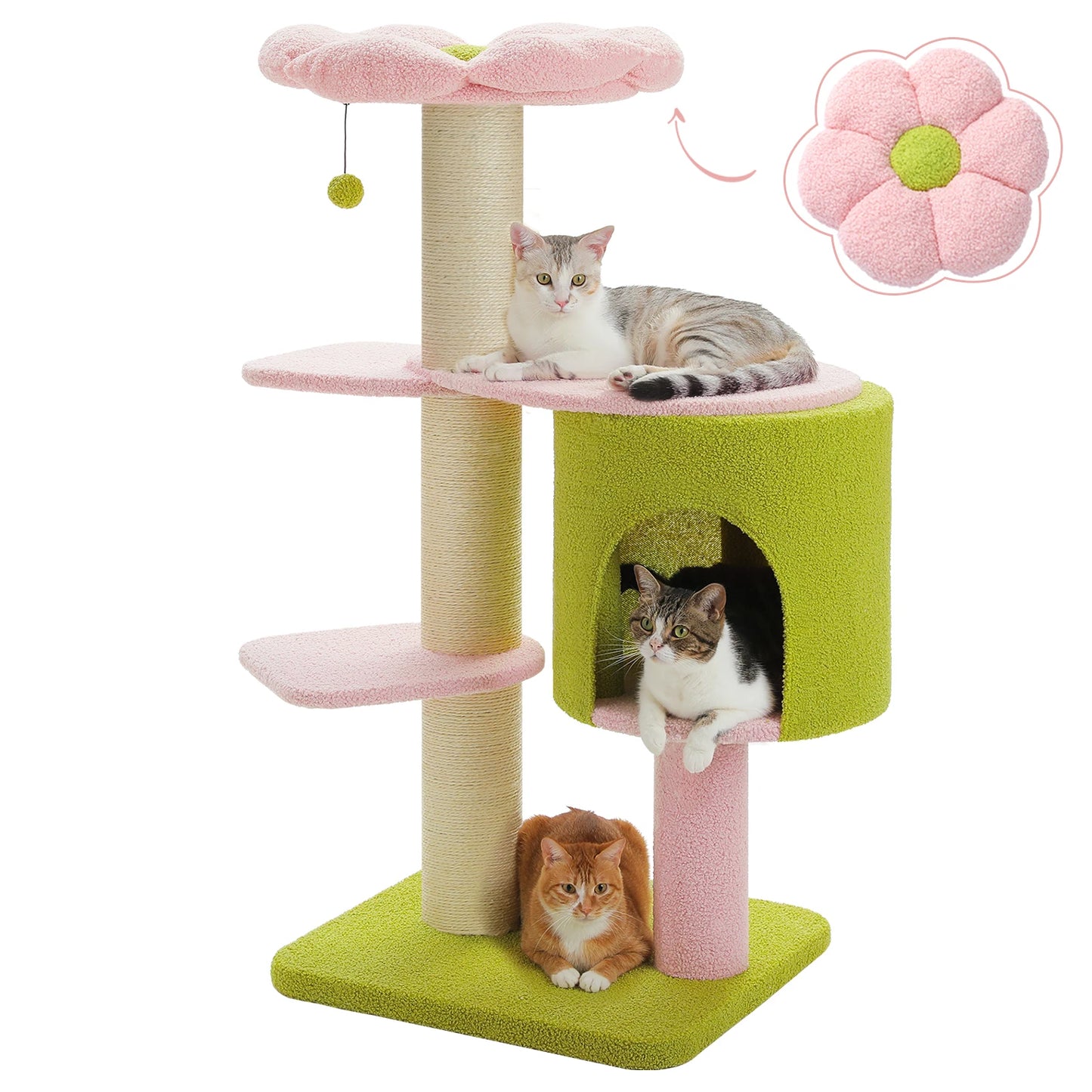 PEQULTICN Cat Tree With Thick Scratching Posts And Condo
