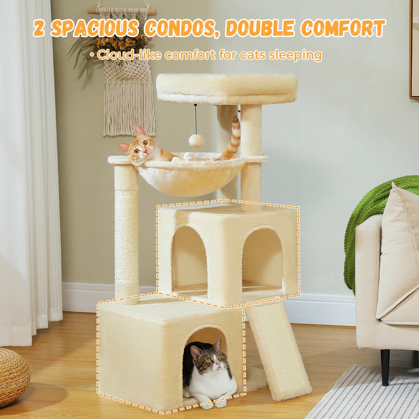 PAWZ Road Multi Level Cat Tree With Spacious Condos