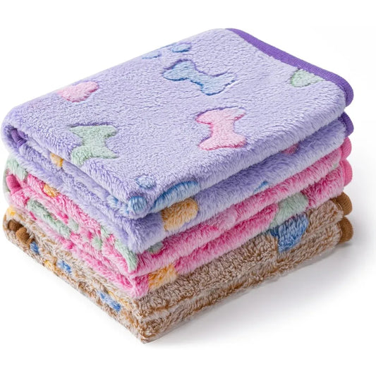 High Concerned HypoallergenicCertified Ultra Plush TriplePackXL Paw Print Fleece Blankets