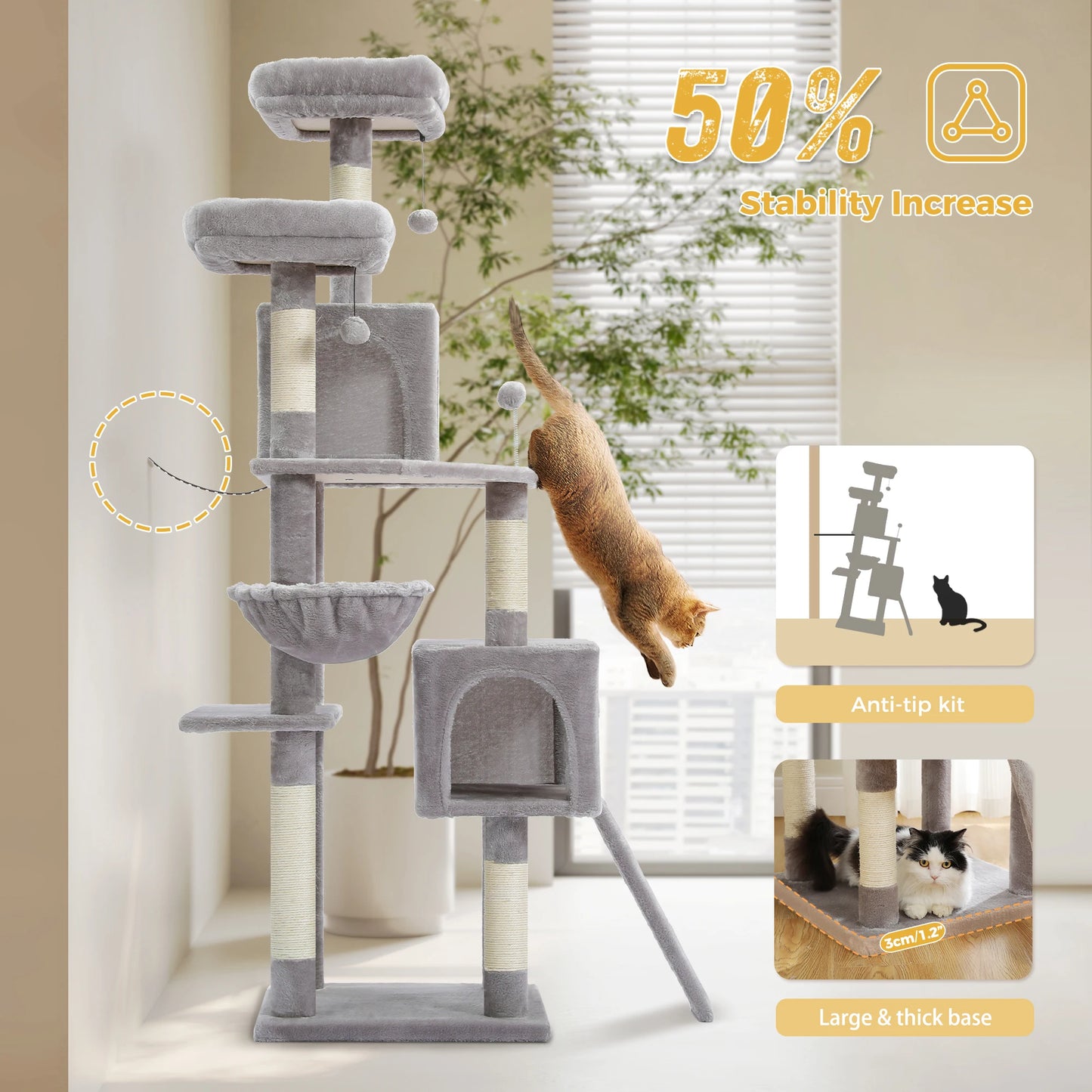 PAWZ Road Cat Tree Tower With Sisal Scratching Posts