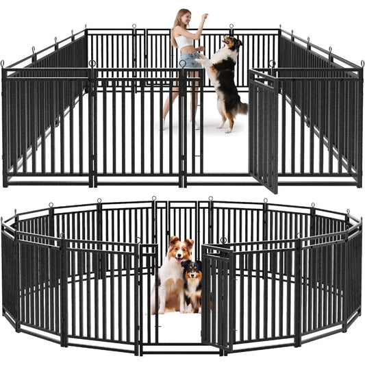 Hign Concerned Outdoor Dog Fence Interlocking Configuration Rustproof Enclosure Metal