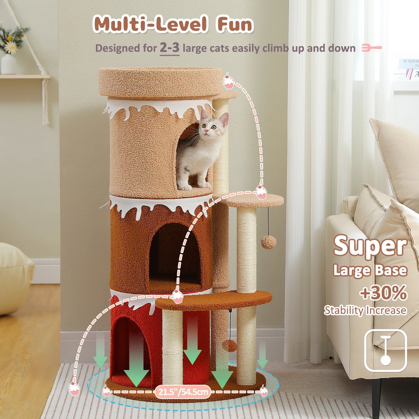 PEQULTICN Multi Level Cat Bed House With Sisal Posts