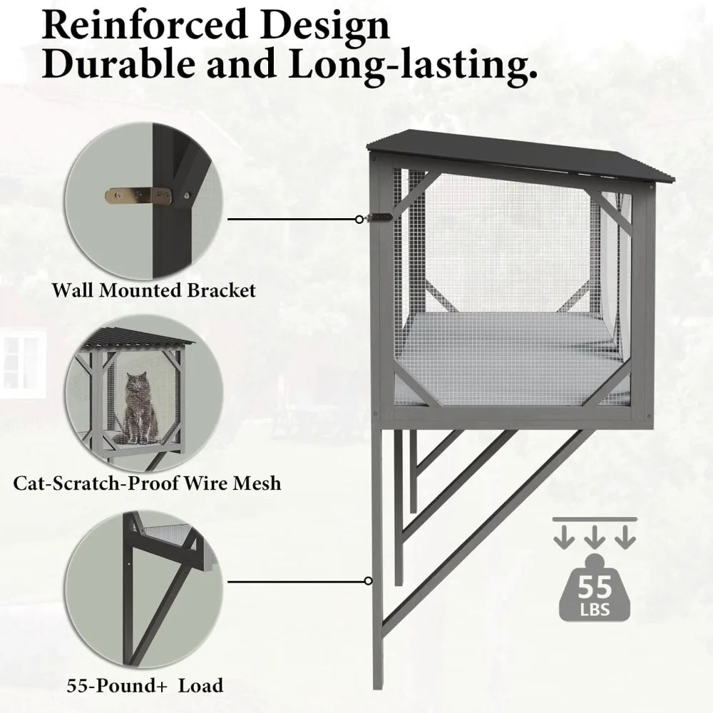 ZHIYONG Cat Window Box Catio Enclosure For Sunbathing