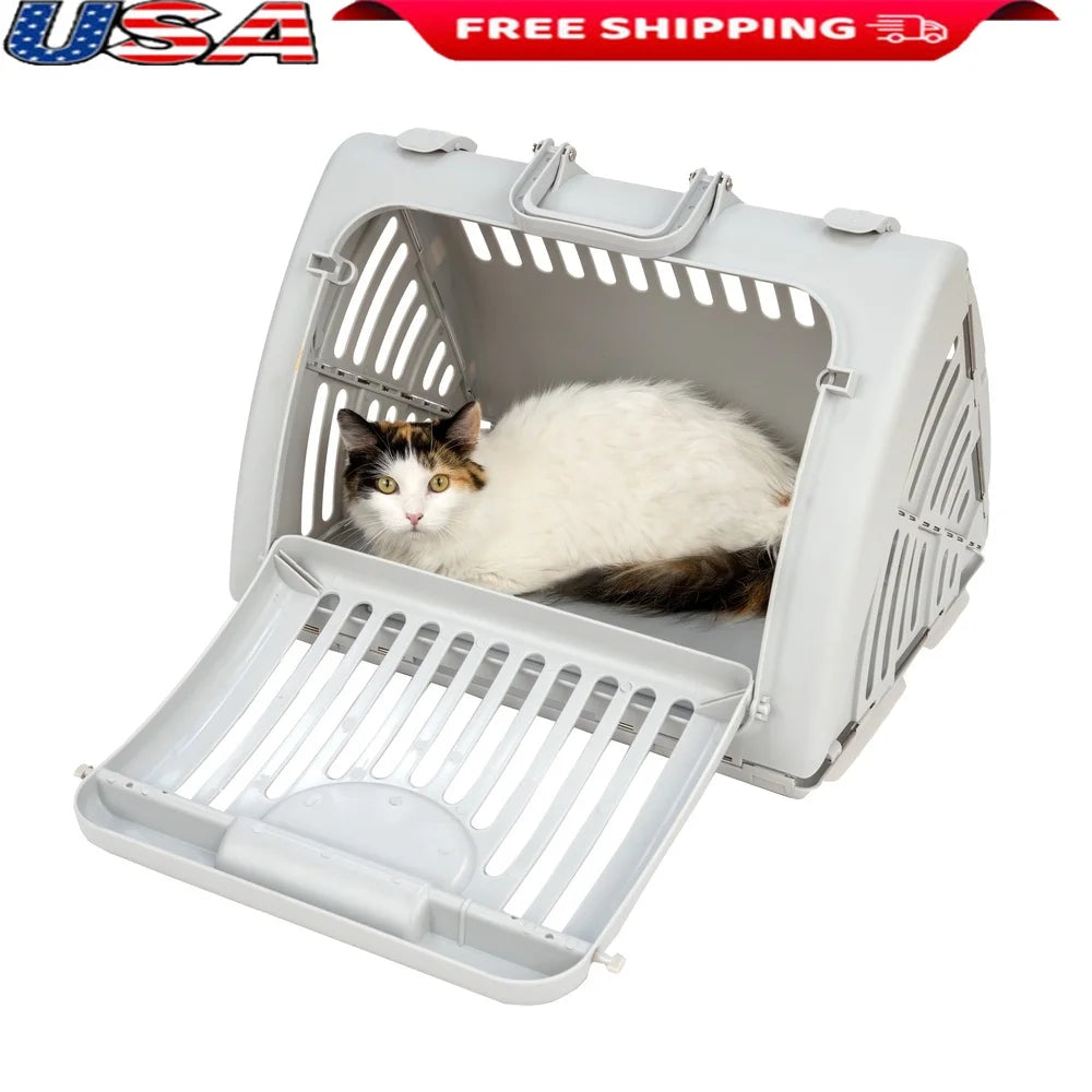 PDQ Foldable Cat Carrier Portable Travel Crate Breathable