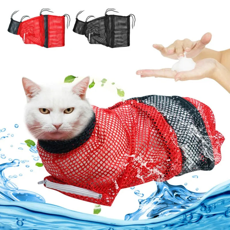 Hign-concerned Mesh Cat Groom Bath Bag For Restraint