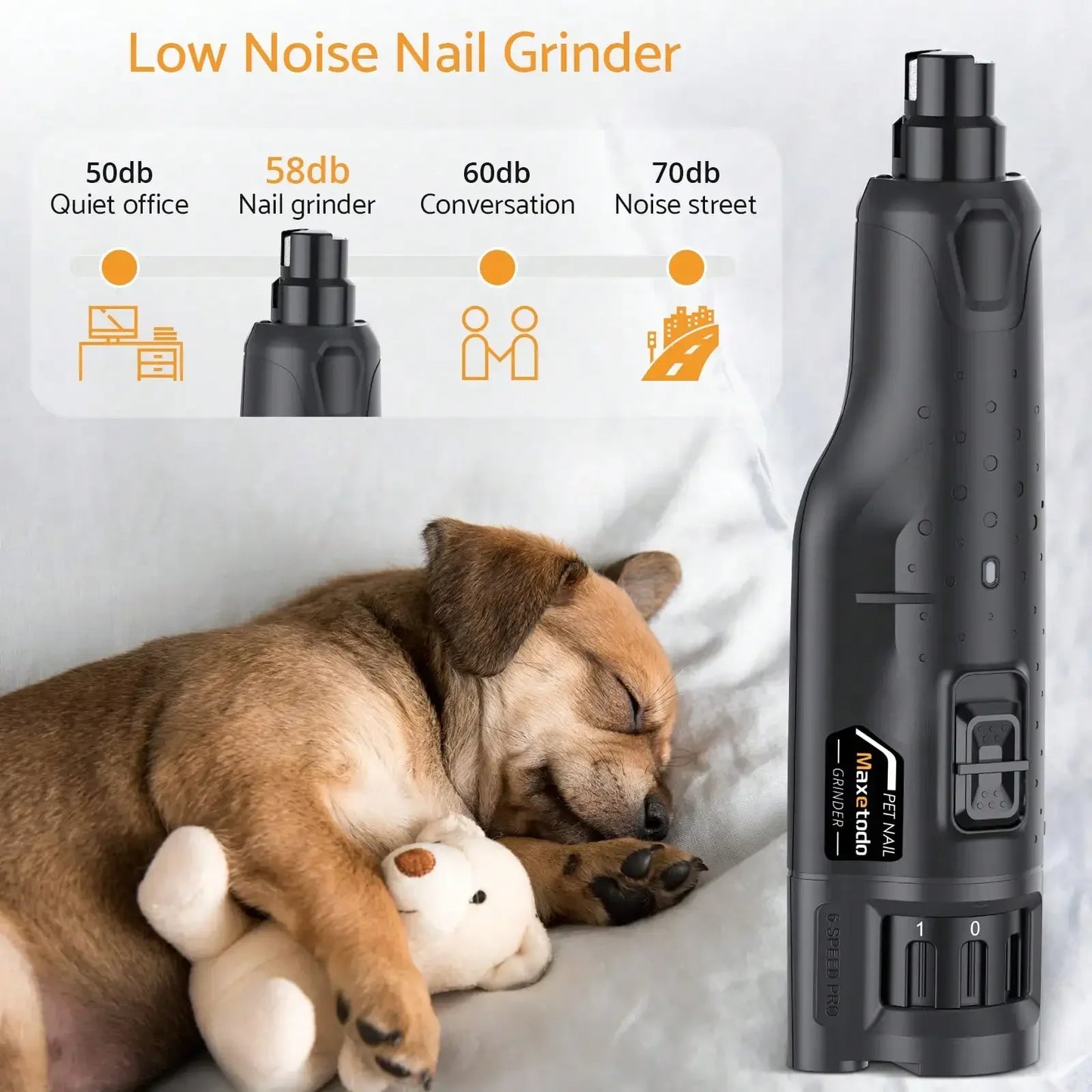 Hign Concerned Electric Dog Nail Grinder 6 Speed USB
