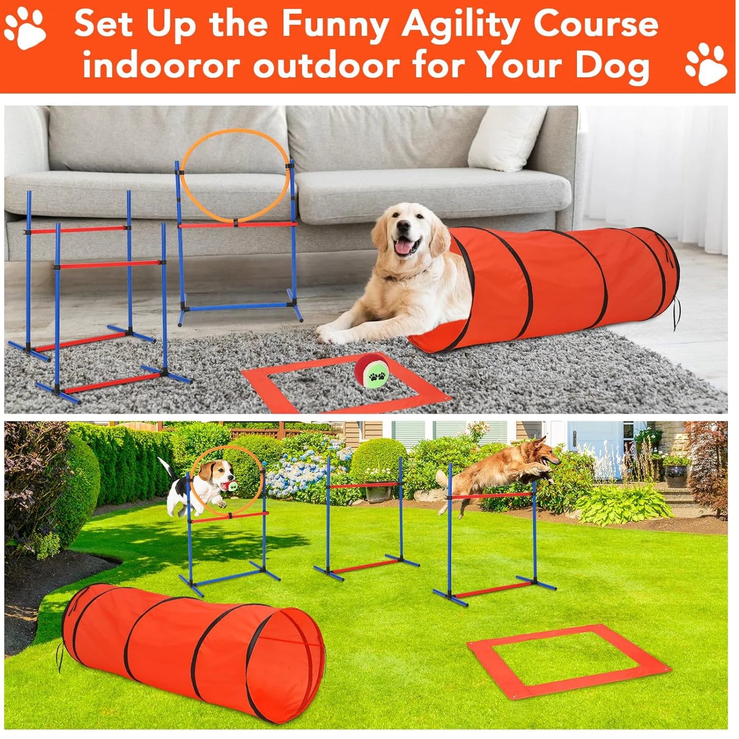 HiMISSH 87 Piece Dog Agility Training Equipment Set Outdoor