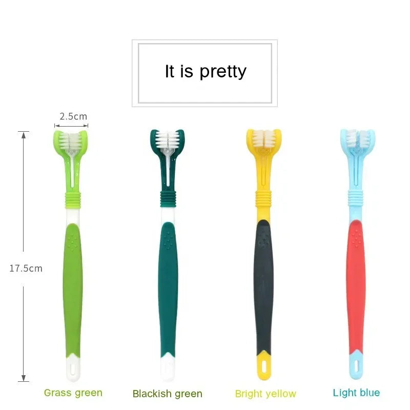 Hign-concerned ThreeSided Pet Toothbrush For Dogs And Cats ComprehensiveHygienePro