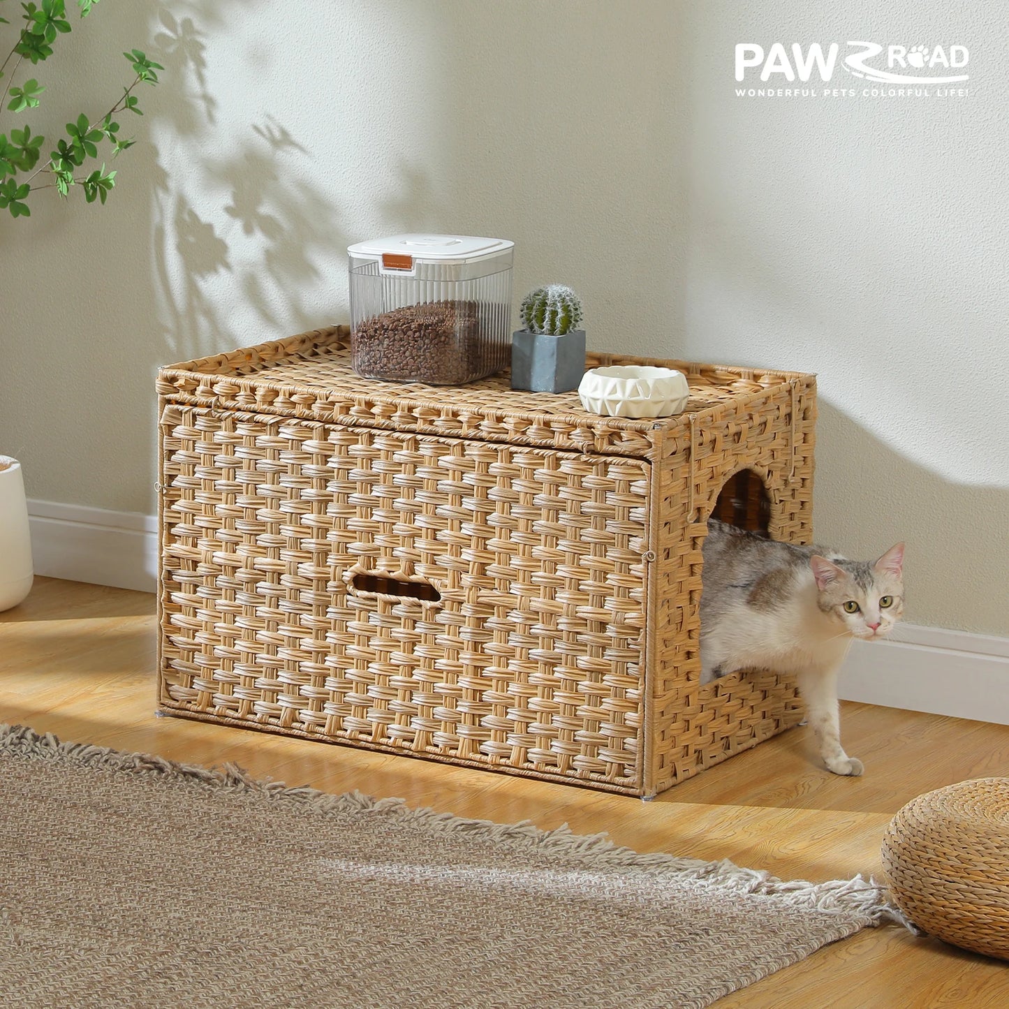 PAWZ Road Rattan Cat Litter Box Enclosure Cabinet Furniture