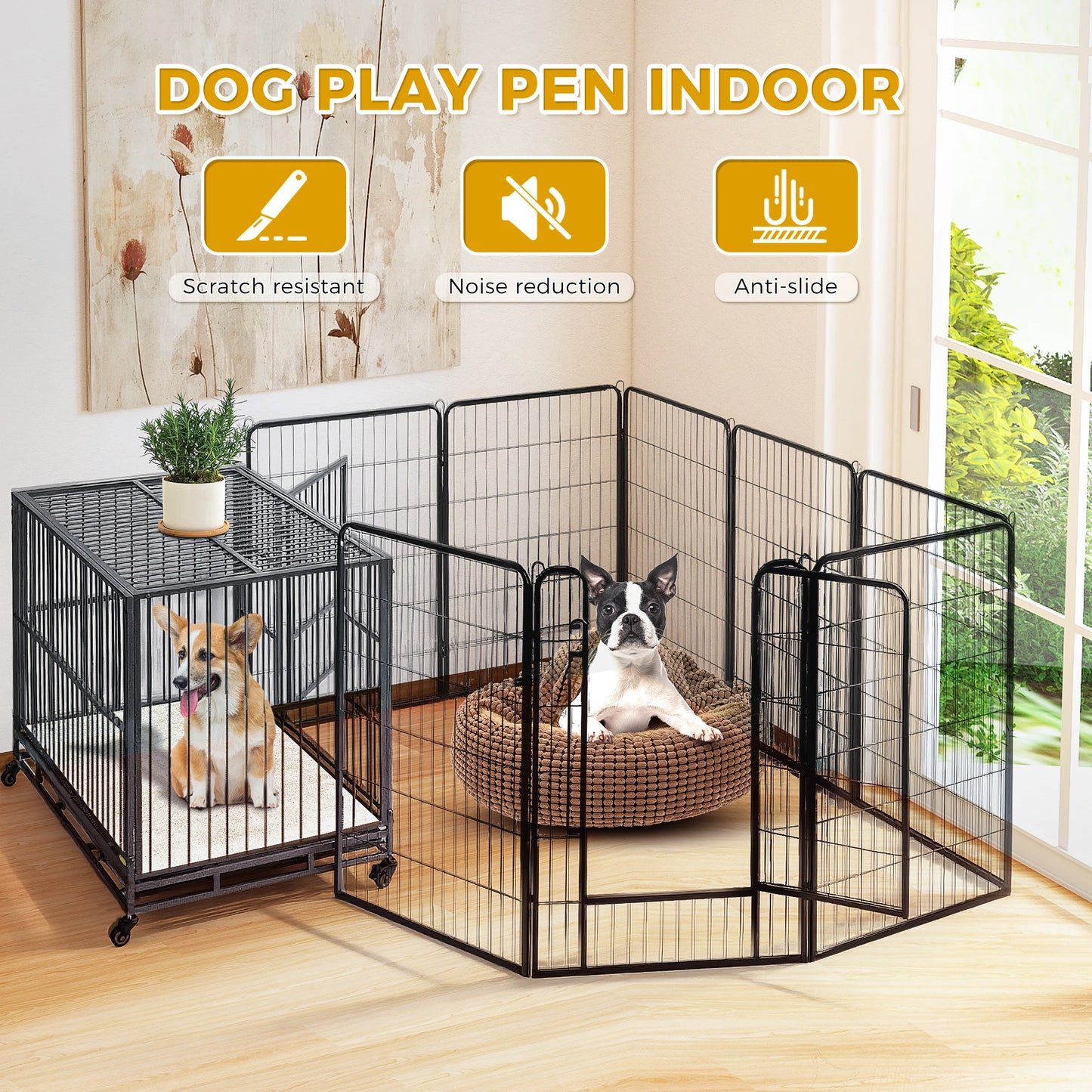 HeavyDuty Weatherresistant Foldable Dog Playpen With Door For IndoorOutdoor Exercise