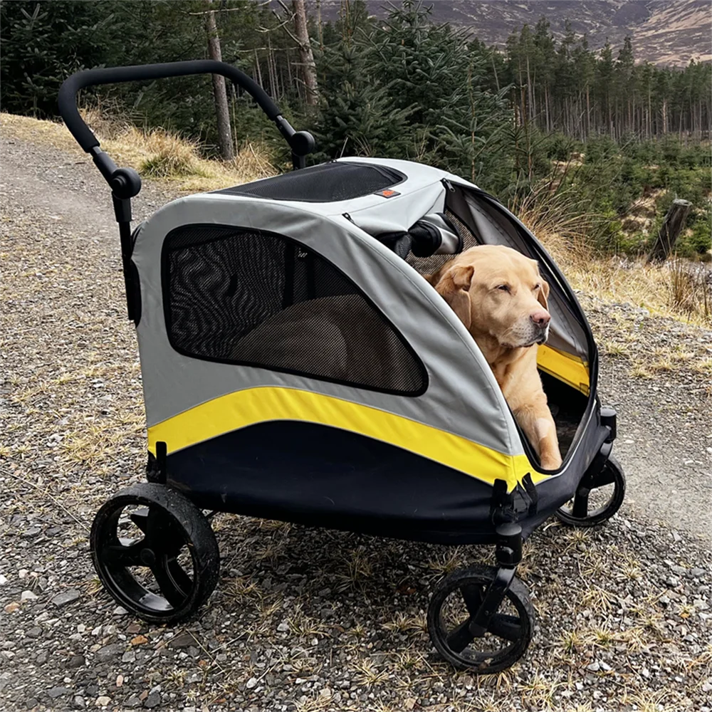 Premium Dog Stroller Pram Four Wheel Foldable Cart Travel