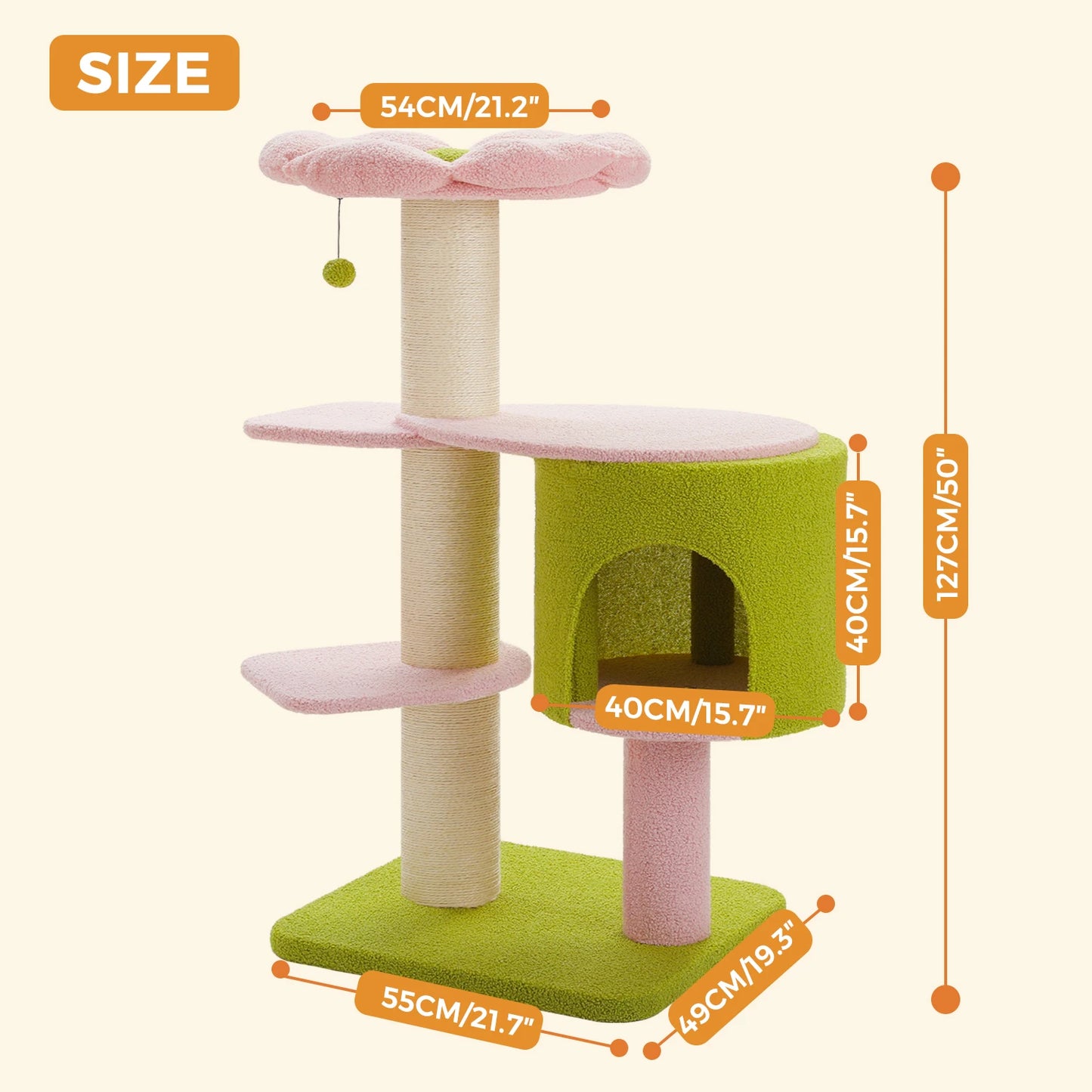 PEQULTICN Cat Tree With Thick Scratching Posts And Condo