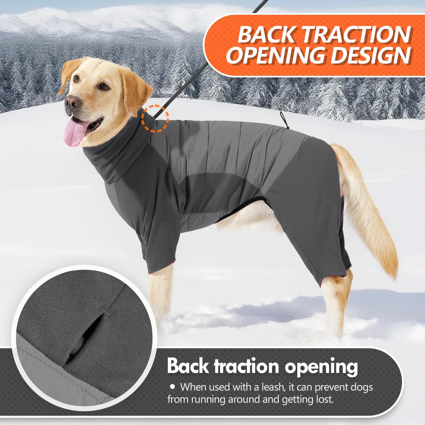 High-concerned Dog Coat Turtleneck Windproof Winter With Leash Hole