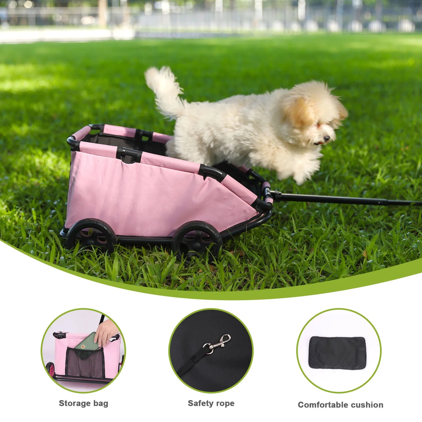 Small Pet Cart Four Wheel Folding Stroller 360 Rotating