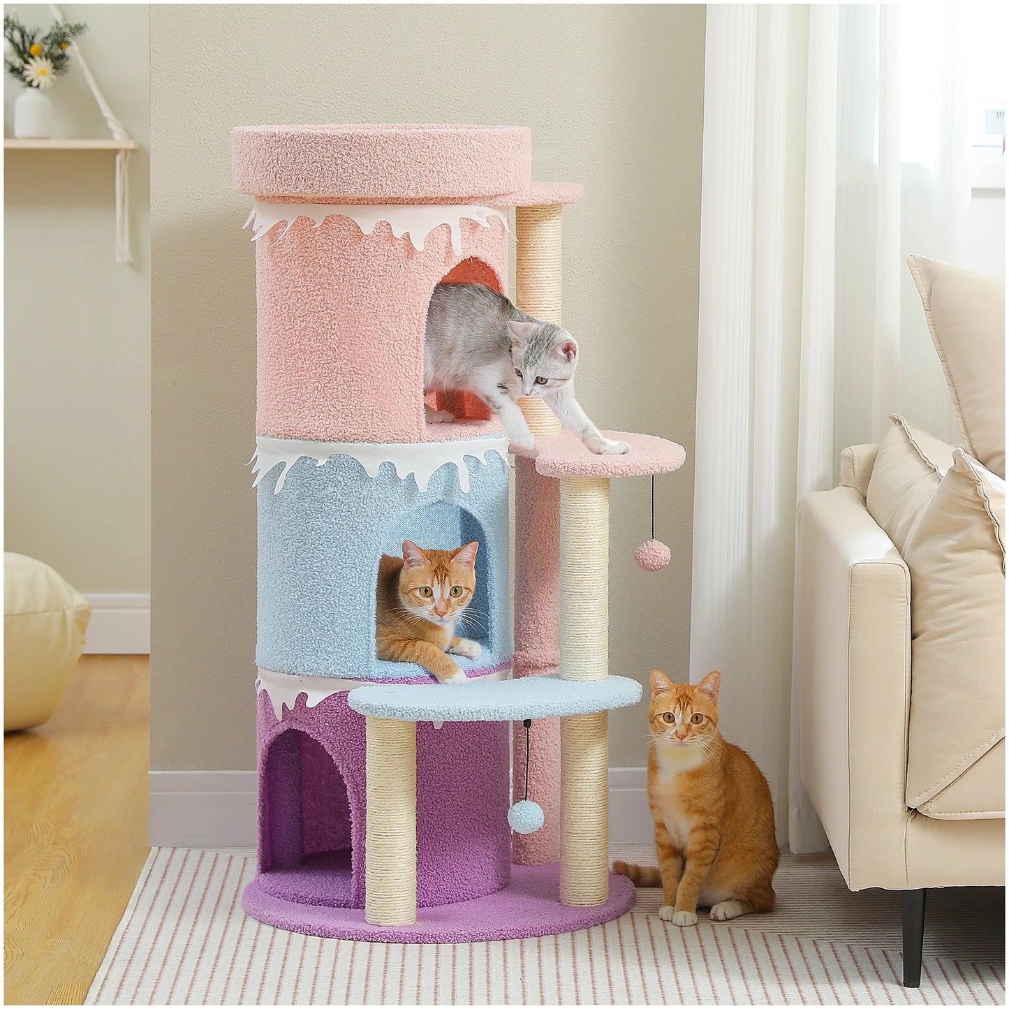 PEQULTICN Multi Level Cat Bed House With Sisal Posts