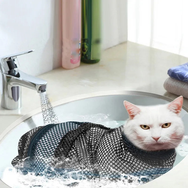 Hign-concerned Mesh Cat Groom Bath Bag For Restraint