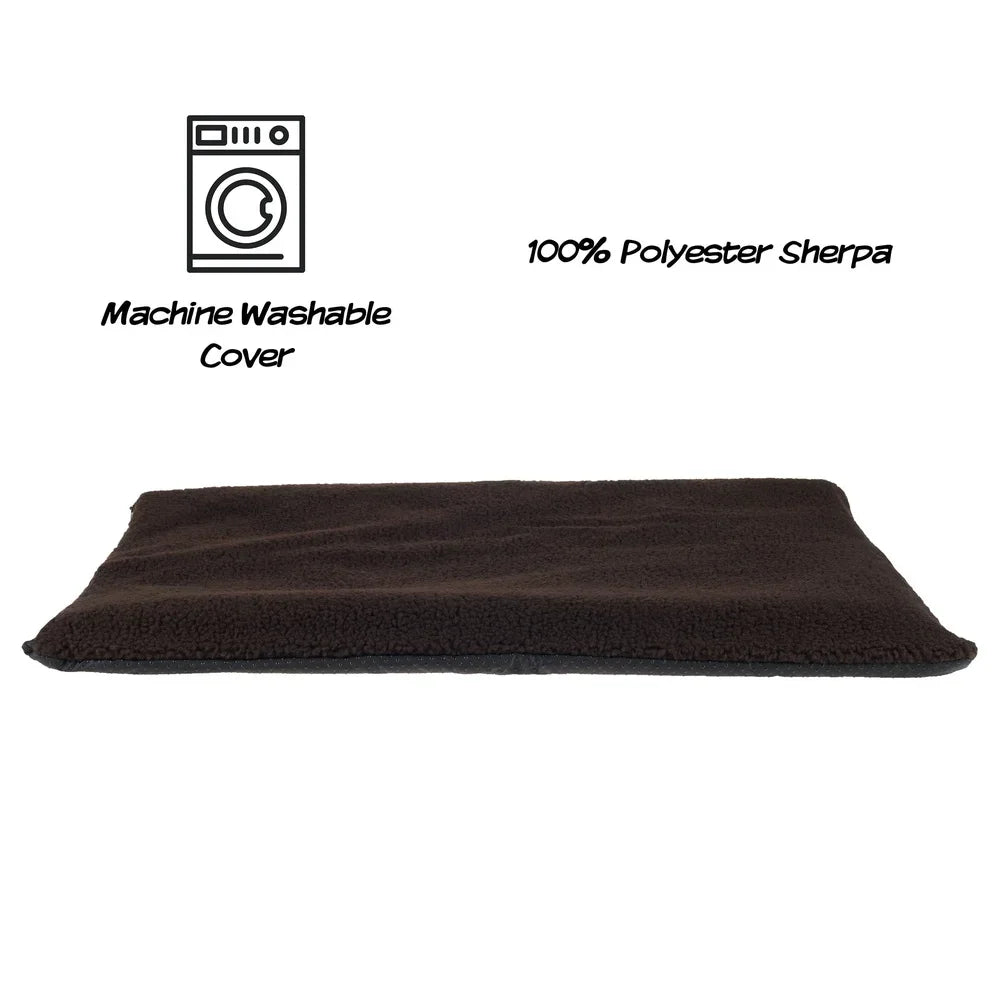 Self Heating Pet Mat With Washable Sherpa Cover Crate Bed