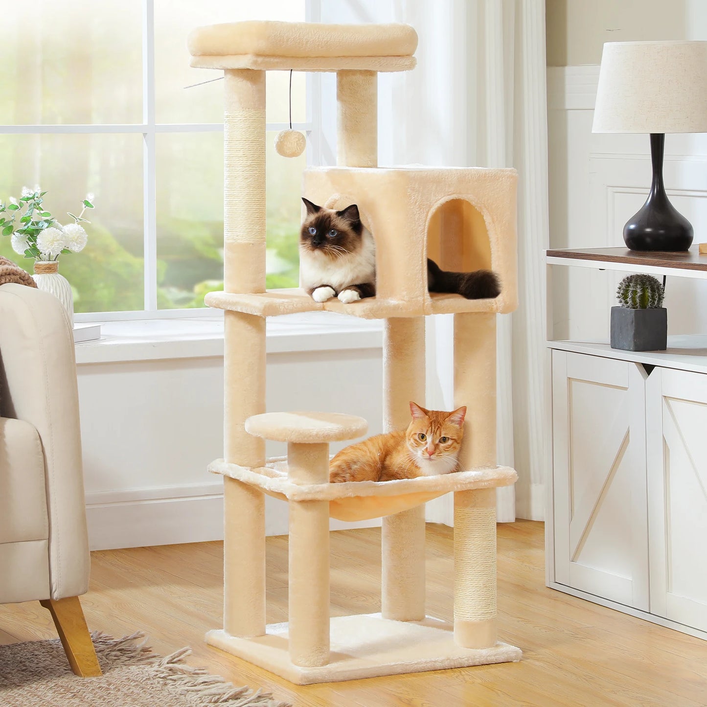 PEQULTICN Five Level Cat Tree With Top Perch And Hammock