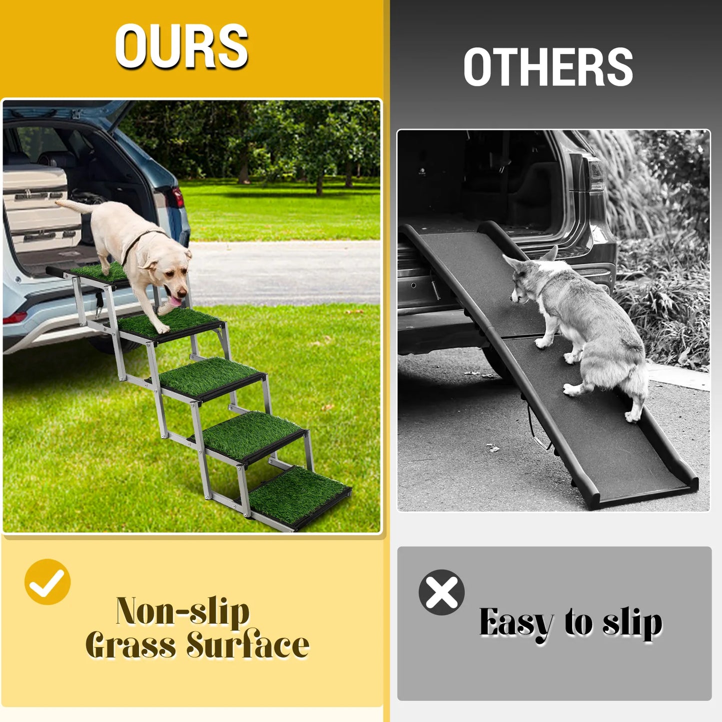 Dog Door Extreme Universal ExtraWide LargeDogsStairs FoldableRamp NonSlipSurface TruckUse HeavyDutySupport