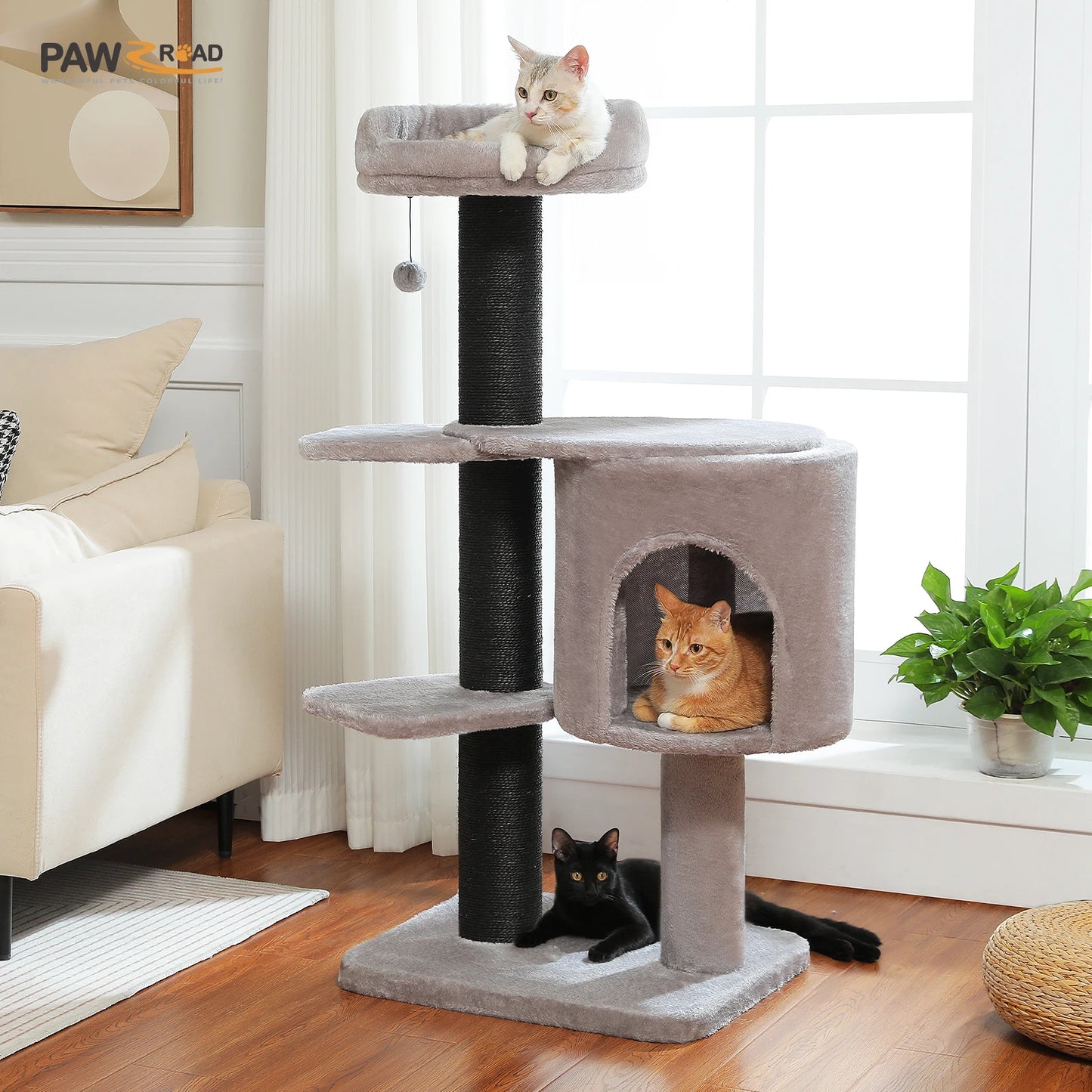 PEQULTICN Cat Tree With Thick Scratching Posts And Condo