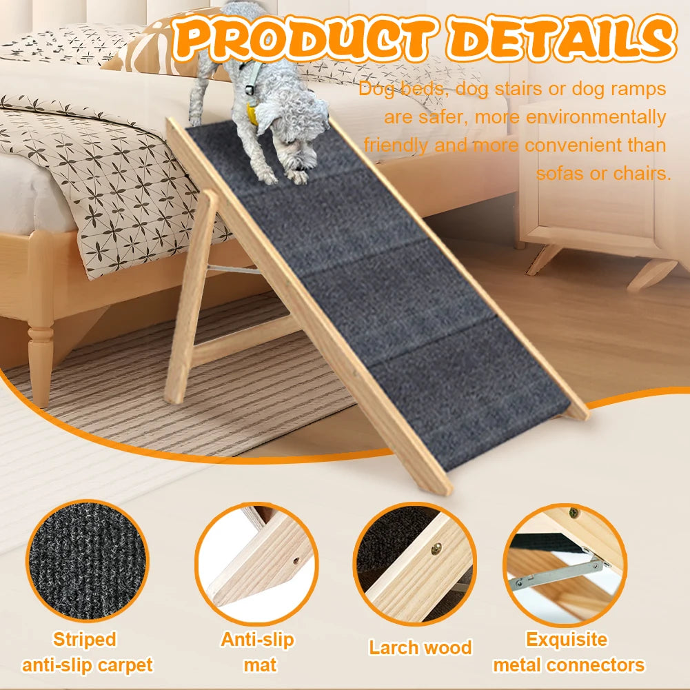 Alloet Four Layer Pet Ramp Folding Wooden Dog Cat Ramp