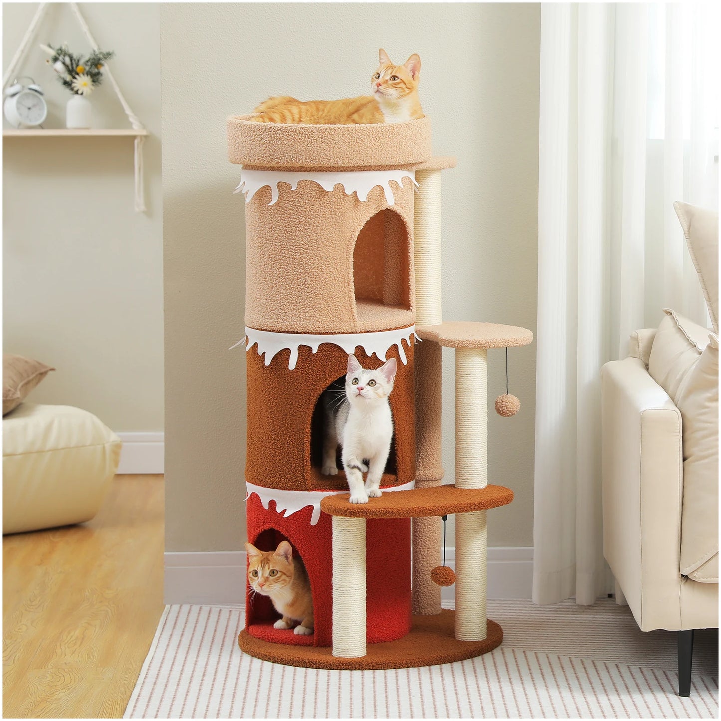 PEQULTICN Multi Level Cat Bed House With Sisal Posts