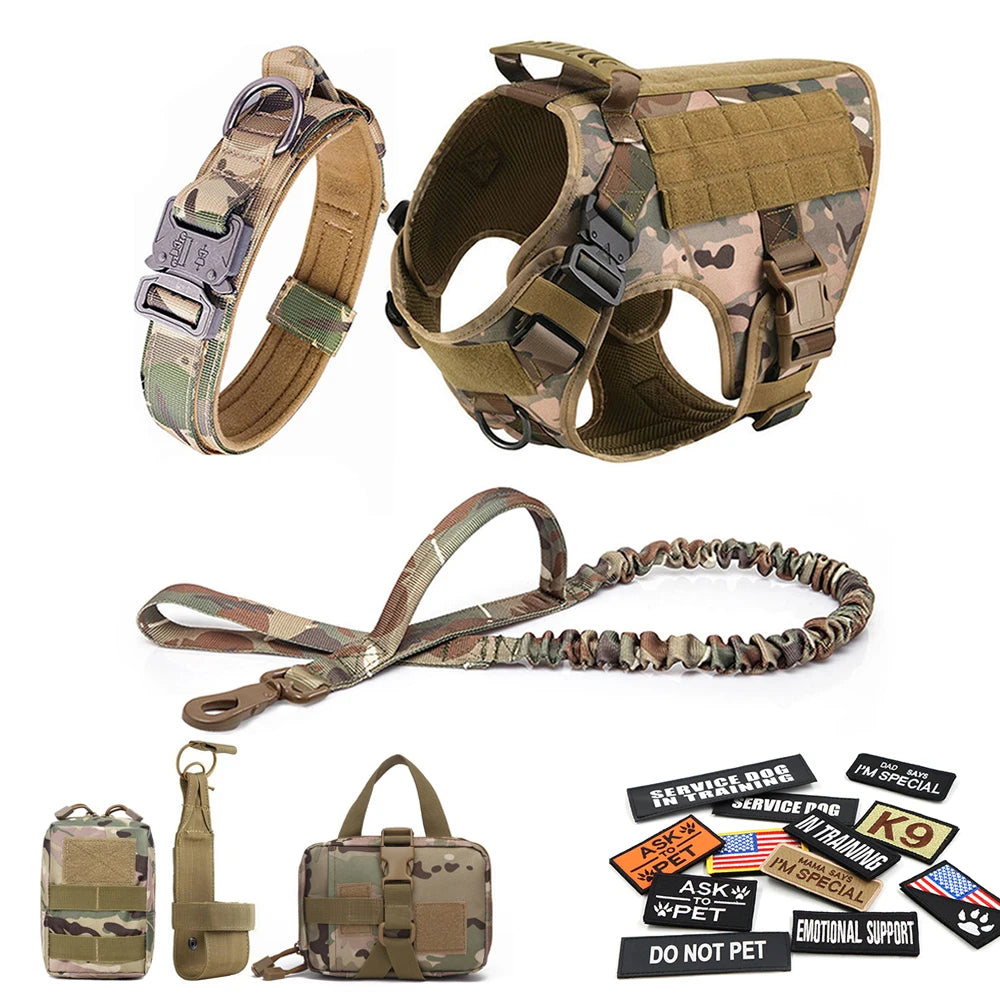 PETRAVELCN Nylon Tactical Dog Harness Vest With Patches