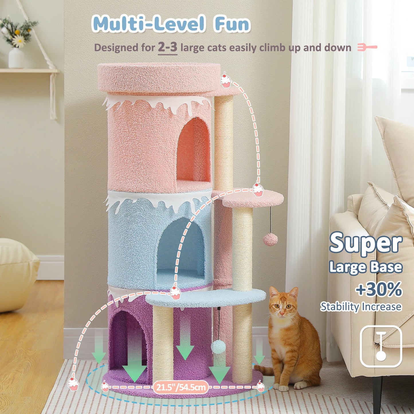 PEQULTICN Multi Level Cat Bed House With Sisal Posts